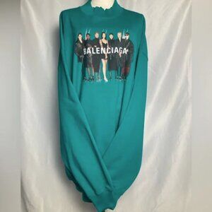 Balenciaga Men’s Authentic Teal Portrait Hoodie